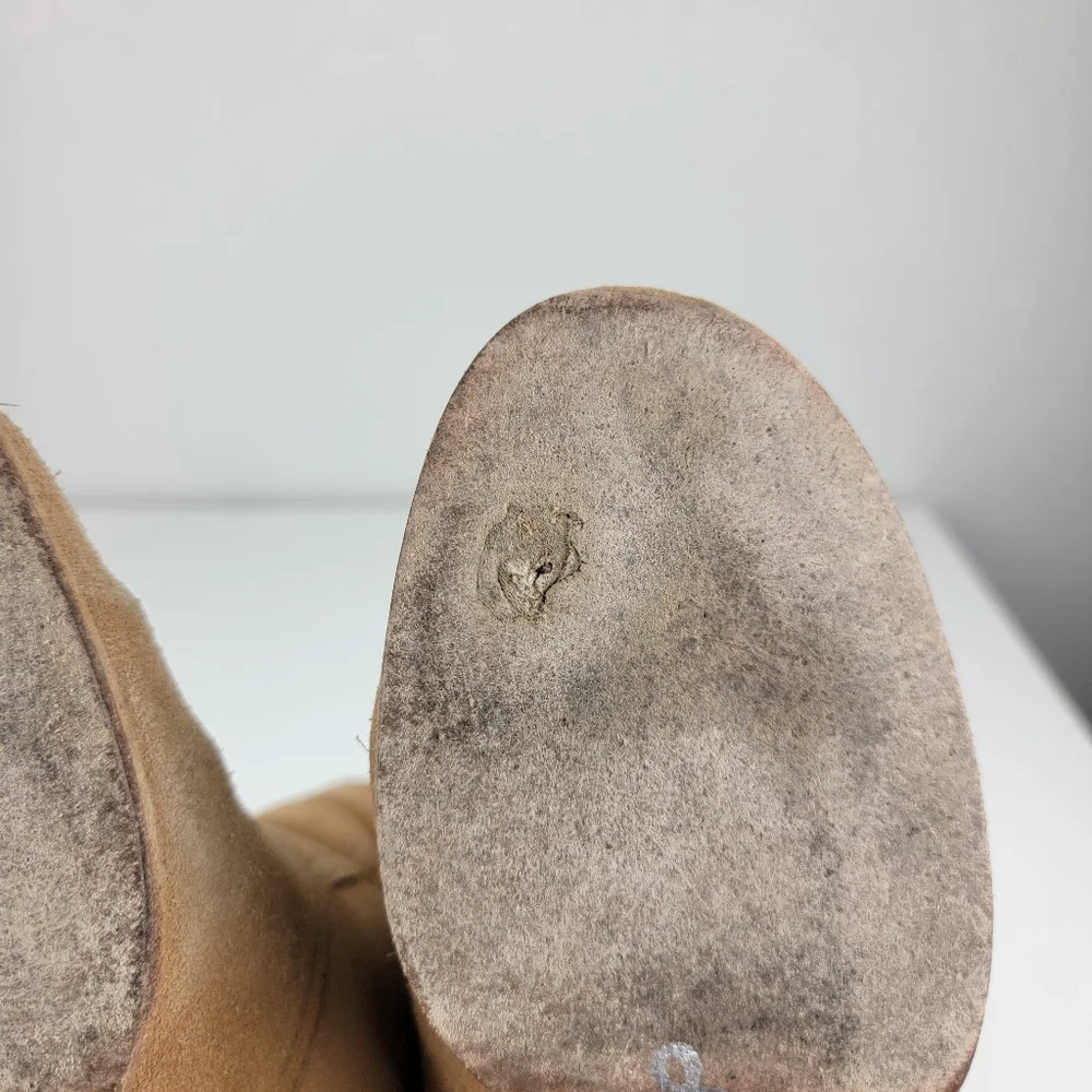 Tory Burch Suede Leather Side Zip Booties Congac Brown 9